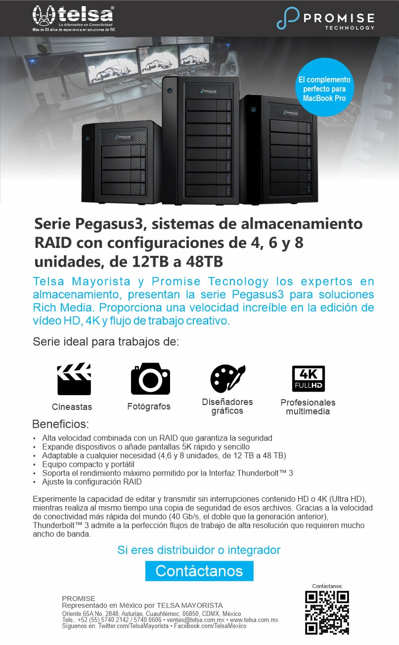 Serie Pegasus3, sistemas de almacenamiento RAID de 12TB a 48TB, ¡Contáctanos!